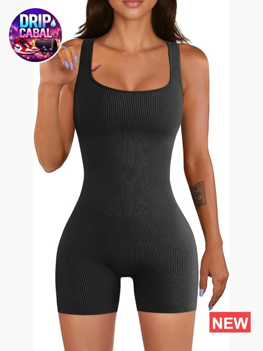 Seamless Square Neck Yoga Romper Jumpsuit